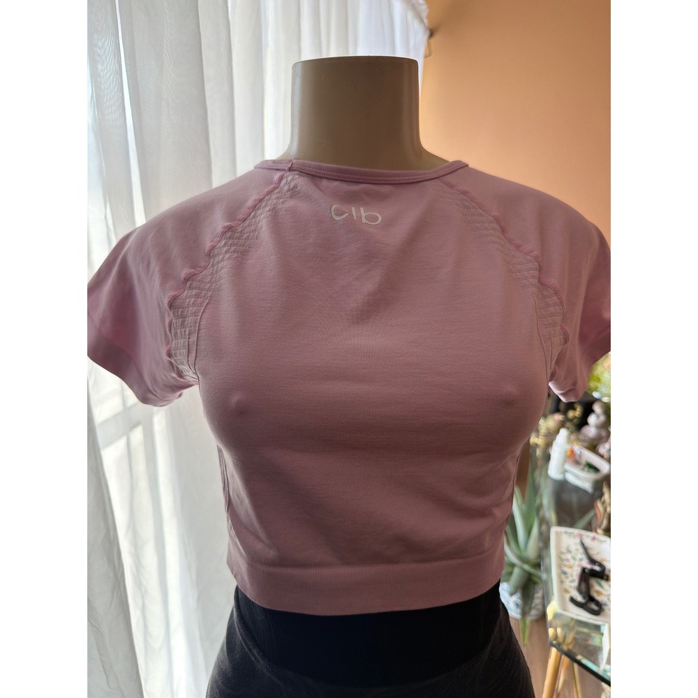 Alphalete Athletics Pink Seamless Certified Lifter Crop Top Short Sleeve Tee‎